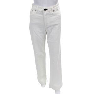 ASKKNY Womens Textured Zip Button Wide Leg Casual Pants White Size 06